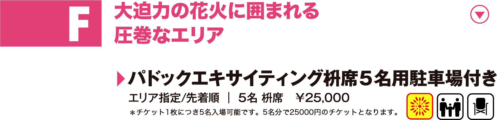 F：リクライニングチェアで、真上に広がる本格花火を楽な姿勢で楽しめる！